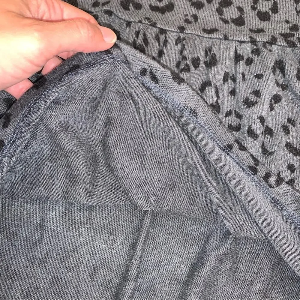 GAP Charcoal Black Leopard Print Long Sleeve Dress